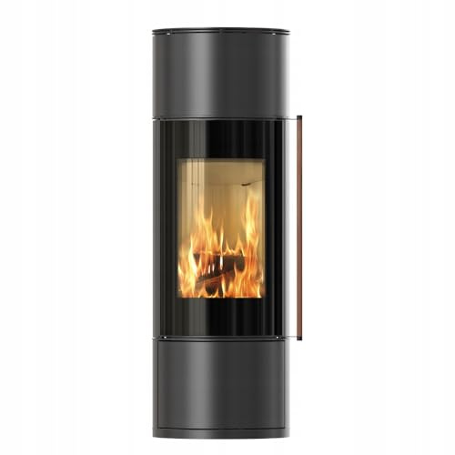 KRATKI Kaminofen aus Stahl Holzofen Ambler 7kW Panorama Ø150 BImSchV 2 | Freistehend aus Stahl, schwarz, 81,5% Wirkungsgrad, raumluftunabhängig, Ecodesign, EEK A+, Glasfront, Aschekasten