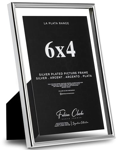 Silver Plated Photo Frame Picture Frame Floating Style Plain Polished Finish and Tarnish Protected for Wedding Picture or Family Photos 6x4