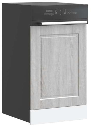 QINXIXINAIXI Porto - Panneau de lave-vaisselle - Gris - Sonoma - Meuble bas d'angle peu encombrant avec espace de rangement pour ustensiles de cuisine et pieds réglables - 45 x 1,5 x 67 cm