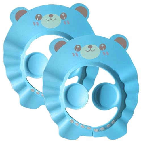RVYEIOP Baby Duschhaube Schutzschild, Weiche Material, Verstellbarer Klettverschluss, Schützt Augen, Ohren, Nase vor Wasser, Shampoo, Perfekt für stressfreies Haarewaschen (Kleiner Bär).