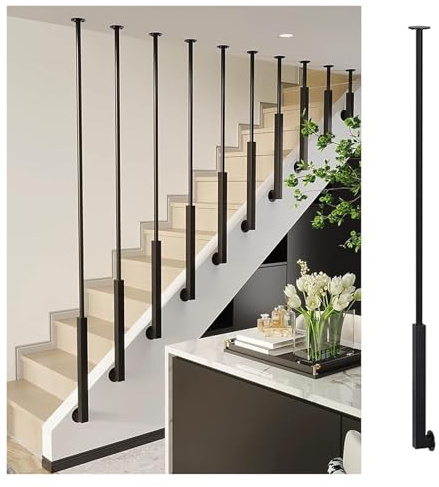 Metal Stair Railing Handrail, Adjustable L-Shaped, Rustproof Non-Slip for Indoor and Outdoor Staircases