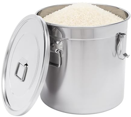 33L Eimer Edelstahl Behälter Mit Deckel | Für Mehl, Getreide, Futtermitteln | 38*36cm | Multifunktionaler Aufbewahrungsbehälter | Geeignet Für Küche Und Esszimmer