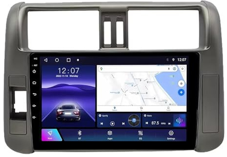9 Pulgadas Doble DIN Android 15 Radio de Coche para Toyota Land Cruiser Prado 150 2009-2013 con CarPlay Cámara de Respaldo Controles del Volante GPS Navi Enlace al Espejo(H5 4G+64G)