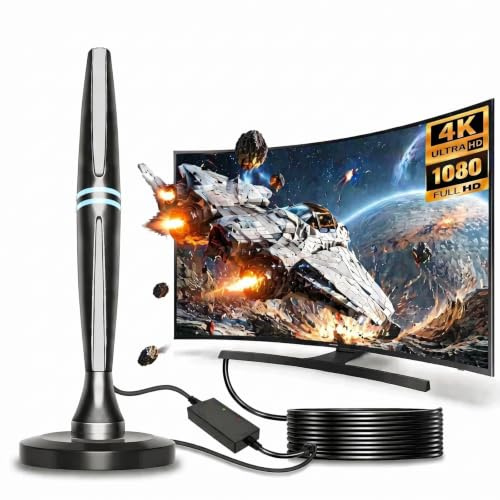 2026 Advanced TV Aerial, Digital Indoor TV Aerial with Signal Booster, 870+ Miles Long Range, 360° Reception TV Antenna for Smart TV & Freeview, Support 4K 1080P HD Local Channels