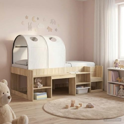 Kaloriko Túnel de cama 2 piezas blanco 211 x 52,5 x 2 cm poliéster, accesorio de repuesto somier, conector de cama, soporte para colchón, pie para muebles, antideslizante, ajustable para dormitorio