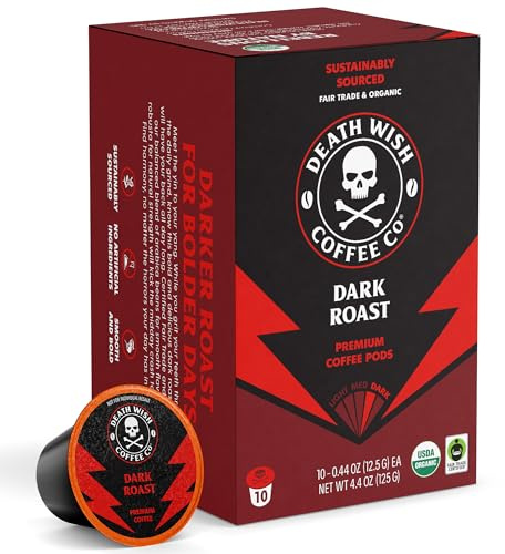 Death Cups by Death Wish Coffee, The World's Strongest Single Serve Coffee Capsule (10 Capsules)