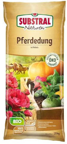 Substral Naturen Bio Pferdedung, 20 kg, bis zu 200 m² - natürlicher Bodenverbesserer und Dünger, 3 Monate Langzeitwirkung
