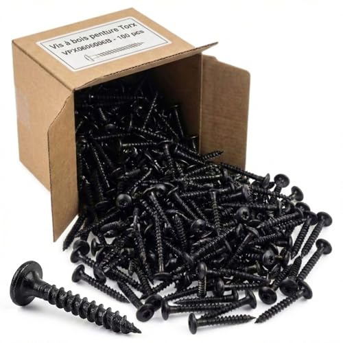 D-Work - Vis bois penture Torx 6 x 80 mm Zinguée noire - Boite de 100 pcs - DIAMWOOD VPX0608006B