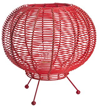 Lussiol 233746 - Lámpara decorativa, mimbre, 30 x 26 cm, color rojo