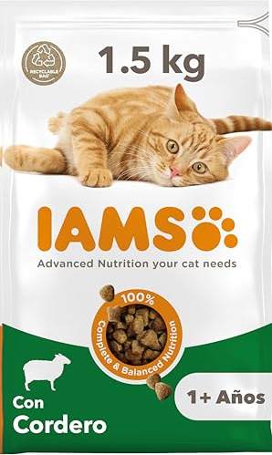 IAMS Kattmat med lamm, torrfoder för katter i åldern 1–6 år, 1,5 kg