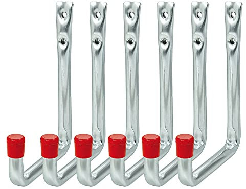 VORMANN Wandhaken Gerätehaken Garagenhaken Lasthaken Haken | Traglast 25 kg | witterungsbeständig | U-Form, 6-teiliges Set (148 x 114 x 56 x 86 mm) | Made in Germany