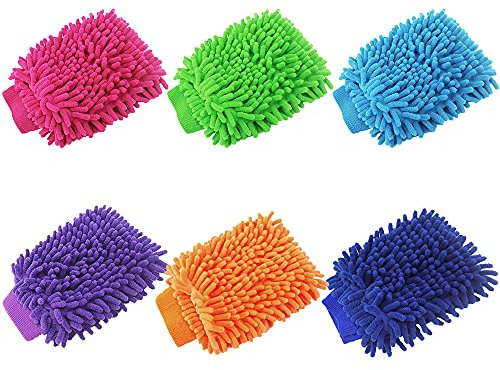 ZoneYan Guante Lavado para Coche, Lavado de Coche de Microfibra Guantes, Chenille Limpieza del Coche Guante, Guante Lavado Coche, sin Arañazos Guantes, para Limpieza De Cocinas Y AutomóViles
