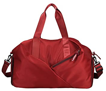 CORIOS Reisetaschen Duffle Bag für Herren/Damen Nylon Sporttasche Fitnesstasche Weekender Übernachtung Tasche Schwimmtasche Groß Kabinenreisetasche Trainingstasche Handgepäck mit Schuhfach Rot