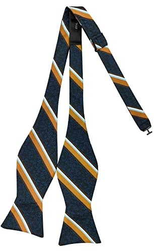 AUSUAYA Herrfluga, klassisk fluga självbindemedel för män kostym & skjorta & smoking män bow tie for boy DE-M-S-B8, Orange randig med marinblå blommig, En Storlek