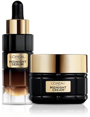 L'Oréal Paris Routine Anti-Età, Con Siero Viso Midnight e Crema Midnight, Pelle Luminosa e Ringiovanita, arricchito con Complesso Antiossidante, Age Perfect