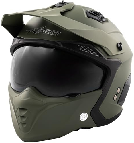 Casque Moto Jet Cafe Racer Homologué ECE 22-06 Scooter Custom Vert Mat L