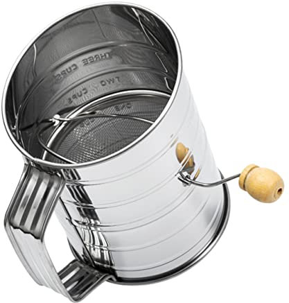 Amosfun Mehlsieb Aus Edelstahl Handkurbel-mehlsieb Zum Backen Feinmaschige Siebschale Perfekt Zum Backen Und Kochen