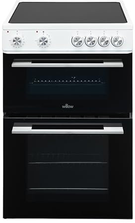 Willow WT60CCW 60cm Electric Cooker with Ceramic Hob, Twin Cavity, 31L Electric Grill, Freestanding - White