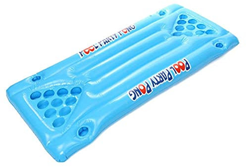 Inflatable Beer Pong Table Mattress, Floating Swimming Pool Raft Lounge Floating Raft Drinking Game w/24 Cup Holders Mats,Water Party Fun Drink Cup Holder