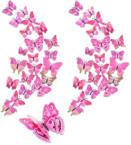 Décorations de Papillons 3D, Décoration Papillon pour Maison et de, Stickers Muraux Autocollants Murale pour Les Chambres D'enfants, Les Tables À Manger, Les Fêtes