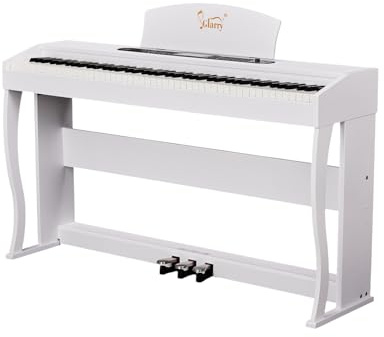 Glarry Digital Piano 88 Weighted Keys, 88 Key Keyboard Fully Weighted for Beginner, Full Size Electric Keyboard Piano with USB/MIDI, Record, LCD, 3 Pedals, Dual Stereo Speakers, Stand (White)