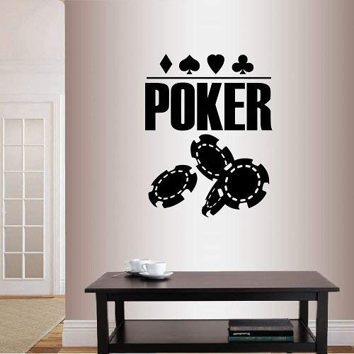 Wall Vinyl Decal Home Decor Art Sticker Poker Sign Chips Cards Suits Casino Room Removable Stylish Mural Unique Design 1348