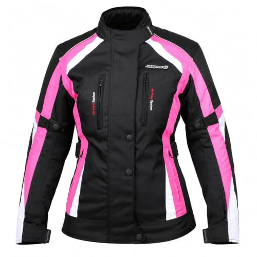 RKsports 737 Ladies Waterproof Textile Motorcycle Motorbike Pink Grey Purple Hi-Vis Jacket