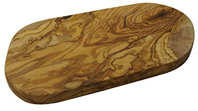 Planche à pain en bois d'olivier - 30 x 17 cm - Planche à découper et à servir - Bois naturel massif - Veinure naturelle - Pièce unique