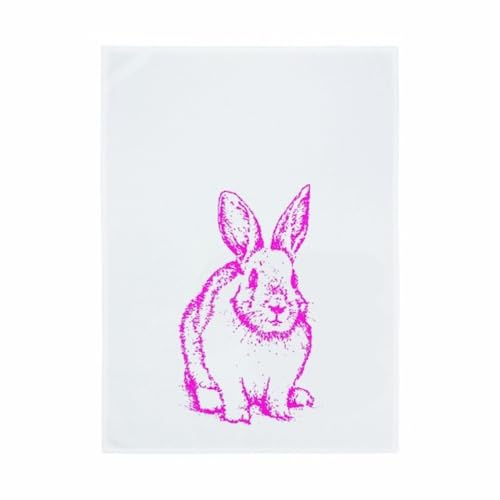 17;30 Geschirrtuch Vintage Häschen weiß/neon pink