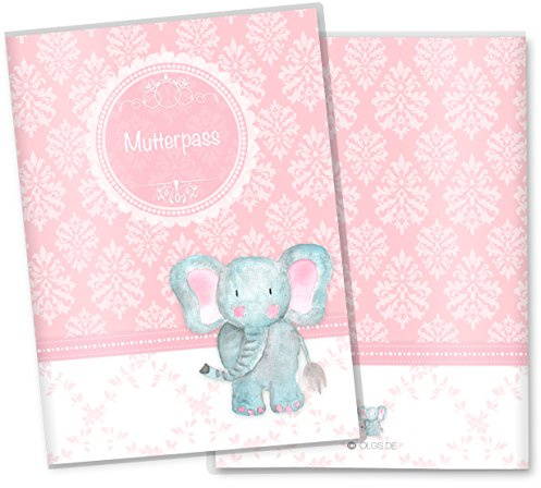 OLGS Mutterpasshülle 3-teilig rosa Little Lady | Baby Schwangerschaft Geschenkidee Schutzhülle für den Mutterpass | Für werdende Mütter (Mutterpass ohne Personalisierung, Elefant)
