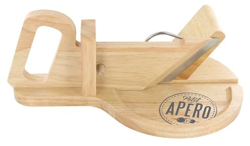 Pick&Drink - Kd3213 - Trancheuse Guillotine Coupe Charcuterie Saucisson Manuelle Ronde Bois Inox Marron