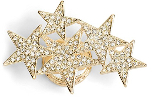 styleBREAKER Damen Magnet Brosche 3D Sterne Strass | Starker Verschluss für Ponchos, Schals und Tücher, 4x4 cm B/H, Zirkonia-Verzierung, Struktur-Oberfläche.