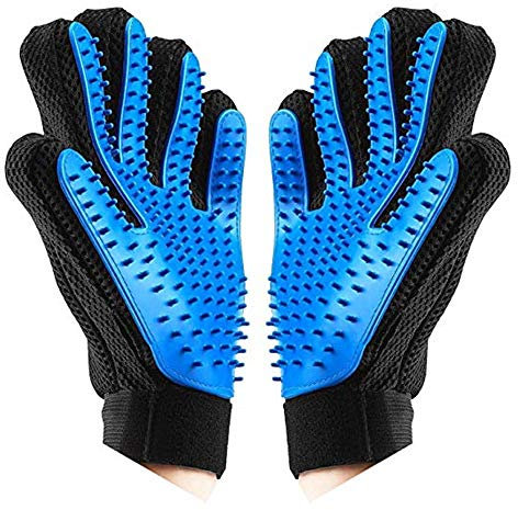 CHUER Profi Fellpflege-Handschuh Bürste Haustier Massagehandschuh für Pferde Hunde Katzen Entspannte Fellpflege Striegel Bürsten Pflegenbürste Fellwechsel Pferdebürste Putzhandschuhe(2 Stück)