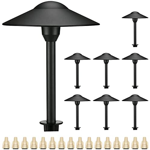 Lumina Lighting® 3W Landscape Lighting 12V Landscape Lights Low Voltage Landscape Path Lights Warm White Waterproof Outdoor Replaceable G4 LED Bulb for Garden Pathway Lawn Yard (Black, 8-Pack)