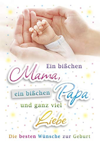 KE - Glückwunsch-Karte zur Geburt für Jungen oder Mädchen, mit Umschlag, DIN B6, Babykarte, Baby Geburtskarte, Karte zum Baby, Motiv: Hände