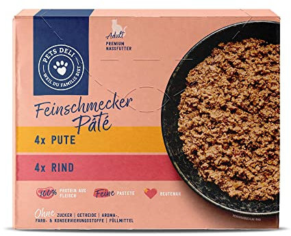 Pets Deli Feinschmecker Pâté Multipack Pute & Rind für Katzen ohne Gluten und Zucker 8x85 g