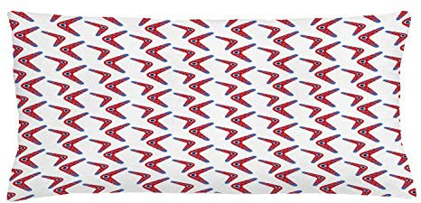 ABAKUHAUS Aboriginal Throw Pillow Cushion Cover, Boomerang Style Motifs with Ornamental Art, Decorative Square Accent Pillow Case, 36 X 16 Inches, Vermilion Multicolor
