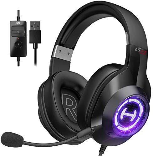 Edifier G2 II Gaming Headset for PC, PS4, USB Wired Gaming Headphones with 7.1 Surround Sound, Noise Canceling Microphone and RGB Light, 50mm driver, Compatible with Mac, Desktop, Laptop, Black