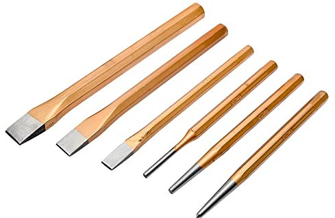 Lot de 6 poinçons et burins résistants pour mécaniciens et bricoleurs