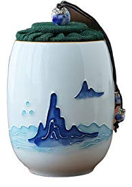 Japanese-style Ceramic Tea Caddy Vintage Storage Jars Canister Traditional Sealed Jar for Home Kitchen Dining Decoration A16