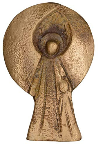 Junker Verlag Bronze Handschmeichler Engel - mit 2 verschiedenen Seiten - Vorderseite mit Kind, Rückseite betend, 5,5cm