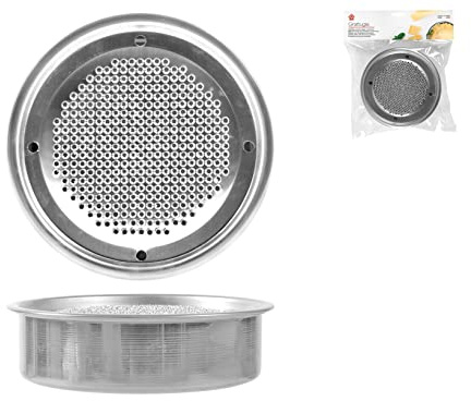 Habi Grattugia Tonda Bari in Alluminio, 18 cm – Grattugia Pratica con Raccoglitore