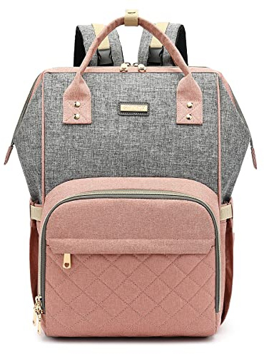 GAIVP Diaper Bag Backpack, Diaper Bags for Baby Girls Boys, Baby Bags for Moms Dads, Nappy Changing Bag with Insulated Pockets,Multi-functional Waterproof Backpack with Stroller straps-Pink
