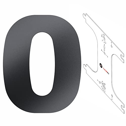 Cleverry Hausnummer, 20cm hohe anthrazit RAL 7016 pulverbeschichtete Zahlen aus Metall, Hausnummerntafel inkl. PVC-Schablone - massive Stahlplatte - einfaches montieren der Metallzahlen - Ziffer 0