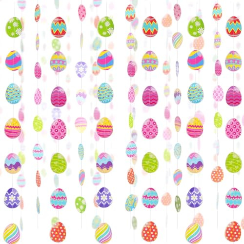 AhfuLife Ostern Deko, 6 Stück Papier Ostereier zum Aufhängen Girlande, Osterei-Anhänger Osteranhänger-Ornament Osterbaumanhänger für Osterdeko Ostergeschenke Osternparty Kinder Frühling Partyzubehör