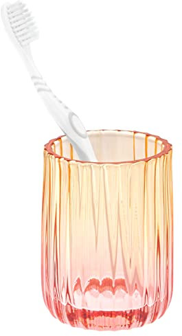 bremermann Bicchiere per spazzolino in Vetro, portaspazzolino in Vetro (Rosso/Arancione)