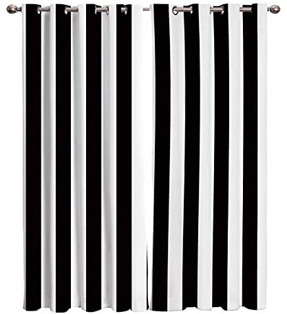 XIANGPEIFBH Einfache Schwarze und weiße Streifenvorhänge für den Außenbereich, Dekoration, Vorhänge, Kindervorhänge, Fensterbeschattung, Winodw-Vorhang 100(W) x(H) 220cmx2pcs
