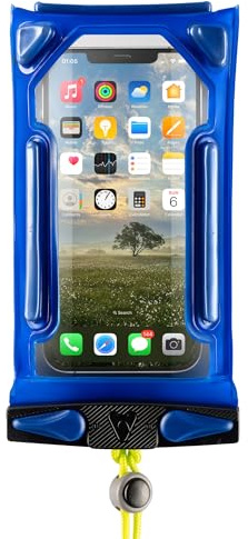 Aquapac Impact Waterproof Floating Phone Case, Blue | iPhone and Android, Made in The UK, Hiking, Mountain Biking, Running Accessory, Floating, IPX8 certified to 30 ft deep.
