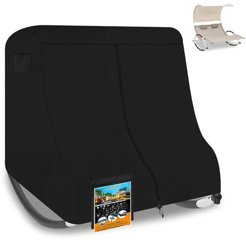 AXPQHL Housse Bain de Soleil Impermeable,600D Imperméable Résistant aux Déchirures UV Chaise Longue 2 Personnes Double Chaise Longue Couverture Extérieure, Noir (210 * 210 * 160cm)