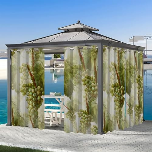 REDLEO Vorhang Outdoor VorhäNge Wasserdicht 2er Set Outdoor Vorhang mit Ösen Wetterfest Vorhang Pavillon Outdoor Gardinen für Balkon Terrasse,213x213cm Weinreben